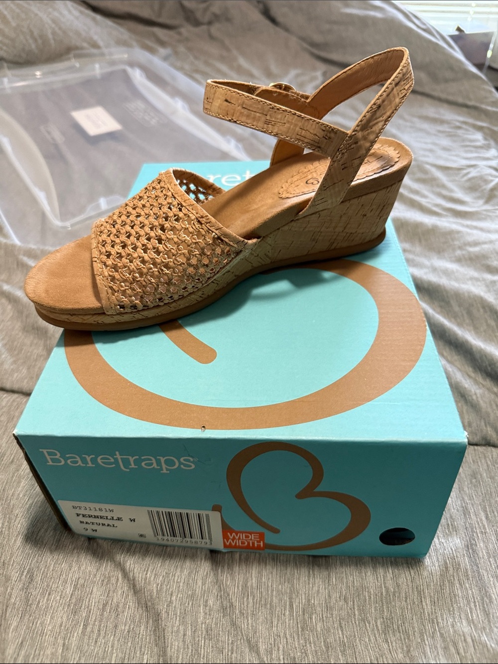 BareTraps Tan Woven Cork Wedge Sandal